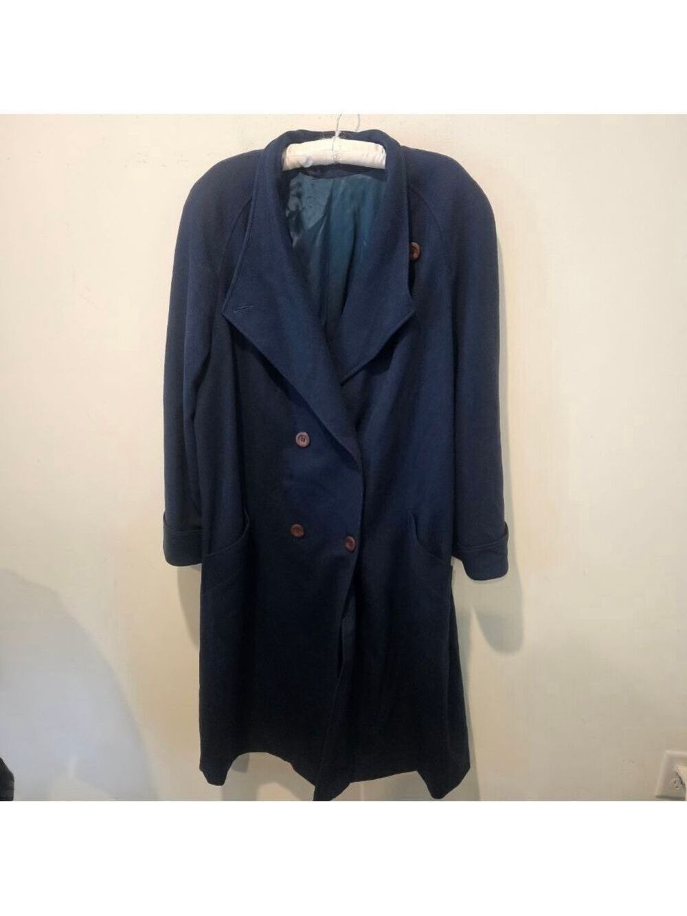 Women's ALORNA Teal Pure Wool Long Pea Coat Size 18/20